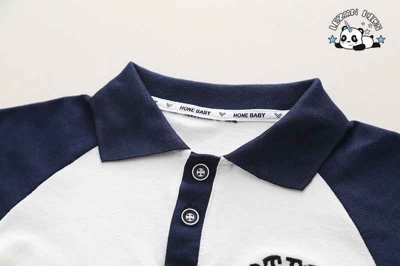 LEZONKIDS - Direct Sales Little Kid Boy Lapel Cartoon T-shirt and Jeans Boys Clothing Sets for 2-14T Children